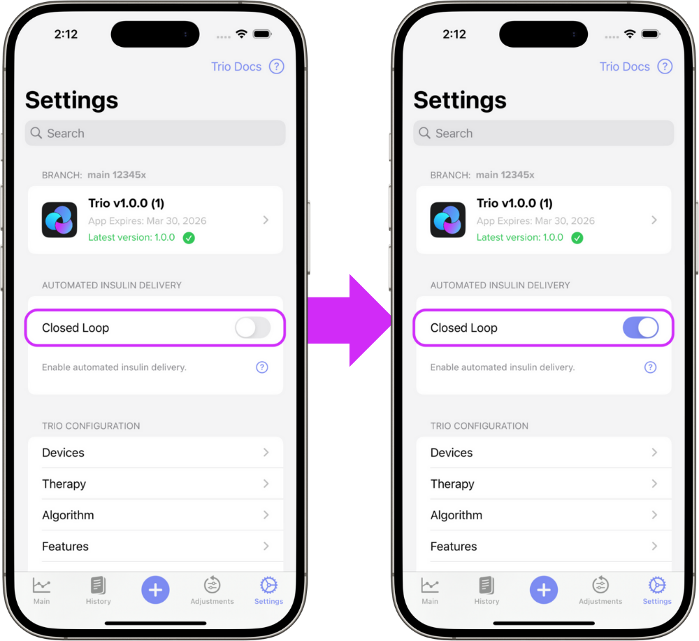 Enable Closed loop